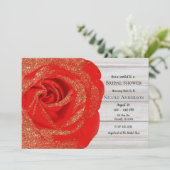 Red Gold Glitter Roos White Wood Shabby Chic Kaart (Staand voorkant)