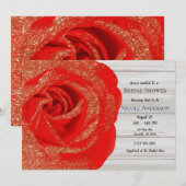 Red Gold Glitter Roos White Wood Shabby Chic Kaart (Voorkant / Achterkant)