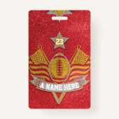Red & Gold Glitter School Football Team Sport Badge (Voorkant)