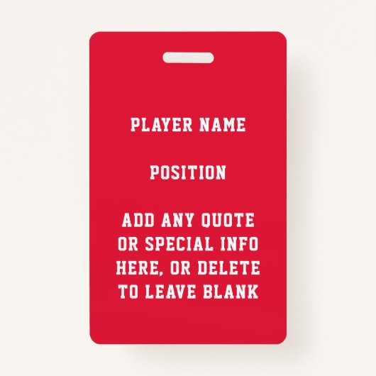 Red & Gold Glitter School Football Team Sport Badge (Achterkant)