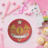 Red & Gold Glitter School Football Team Sport Papieren Bordje (Feest)