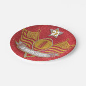 Red & Gold Glitter School Football Team Sport Papieren Bordje (Gekanteld)
