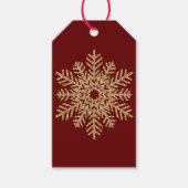 Red Gold Glitter Snowflake Cadeaulabel (Voorkant)