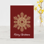 Red Gold Glitter Snowflake Kaart (Gele Bloem)