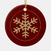 Red Gold Glitter Snowflake Keramisch Ornament (Voorkant)