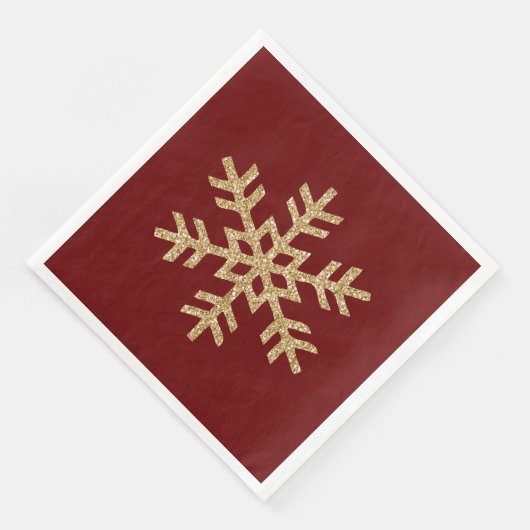 Red Gold Glitter Snowflake Servet (Hoek)