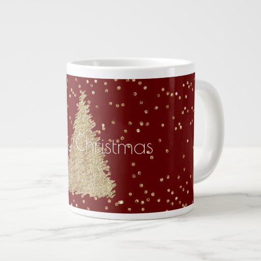 Red Gold Glitter Sparkle-kerstboom    Grote Koffiekop (Voorkant rechts)