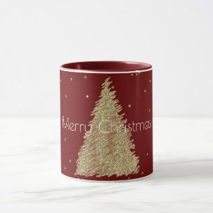 Red Gold Glitter Sparkle-kerstboom Mok