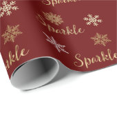 Red Gold Glitter Sparkle Snowflakes Cadeaupapier (Rol Hoek)