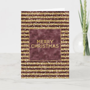 Red Gold Glitter Sparkle Stripes Kerstmis Kaart