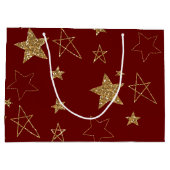 Red Gold Glitter Stars Groot Cadeauzakje (Achterkant)
