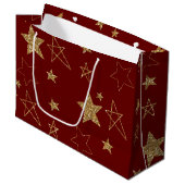 Red Gold Glitter Stars Groot Cadeauzakje (Voorkant Gekanteld)