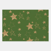 Red Gold Glitter Stars Inpakpapier Vel (Voorkant 3)
