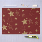 Red Gold Glitter Stars Tissuepapier (Craft)