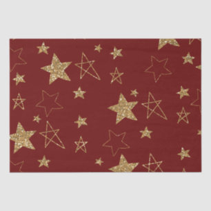 Red Gold Glitter Stars Tissuepapier