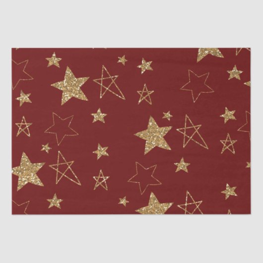 Red Gold Glitter Stars Tissuepapier (Voorkant)