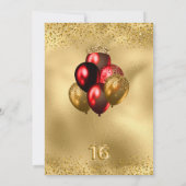 Red Gold Glitter Tiara Dress Sweet 16 verjaardag Kaart (Achterkant)