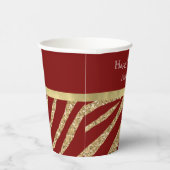 Red Gold Glitter Zebra Papieren Bekers (Rechts)