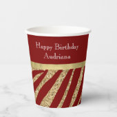 Red Gold Glitter Zebra Papieren Bekers (Voorkant)