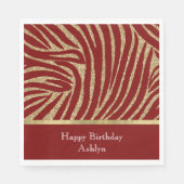 Red Gold Glitter Zebra Verjaardag Servet (Voorkant)