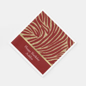 Red Gold Glitter Zebra Verjaardag Servet (Hoek)
