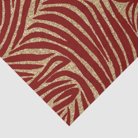 Red Gold Glitter Zebra Verjaardag Tissuepapier (Detail)