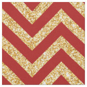 Red Gold Glitter Zigzag Stripes Chevron Pattern Stof (Close Up)