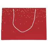 Red Gold Glitzy Confetti Christmas Groot Cadeauzakje (Voorkant)