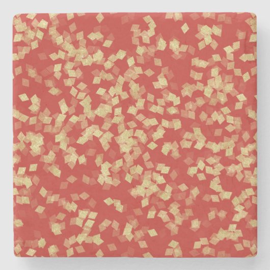 Red Gold Glitzy Confetti Stenen Onderzetter (Voorkant)
