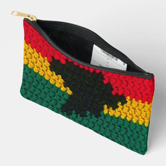 Red Gold Green Black Africa Artisan Crochet Print Etui (Open)