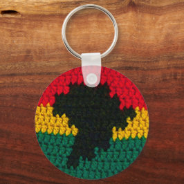 Red Gold Green Black Africa Map Crochet Afdrukken Sleutelhanger