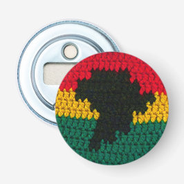 Red Gold Green Black Africa Map Crochet Print Button Flesopener