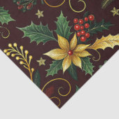 Red Gold Green Christmas Florals Decoupage Tissuepapier (Detail)
