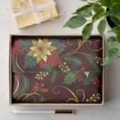 Red Gold Green Christmas Florals Decoupage Tissuepapier (Geschenk)
