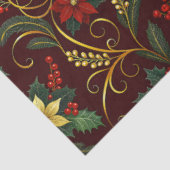 Red Gold Green Christmas Florals Decoupage Tissuepapier (Detail)