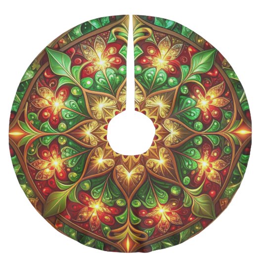 Red Gold Green Decorative Tree Skirt Kerstboom Rok (Voorkant)