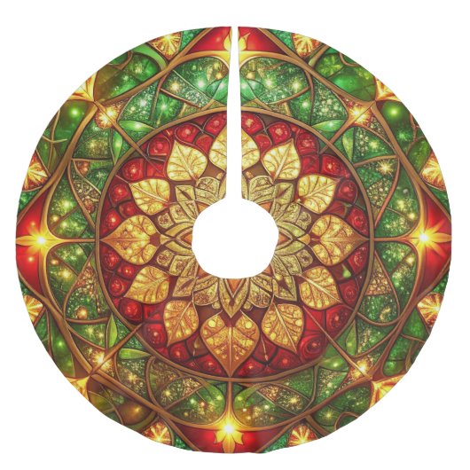 Red Gold Green Decorative Tree Skirt Kerstboom Rok (Voorkant)