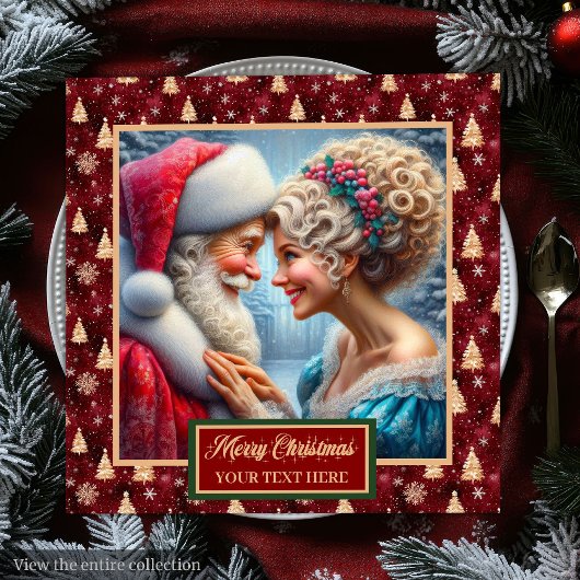 Red Gold Green Holiday servetten Mr. & Mrs. Claus