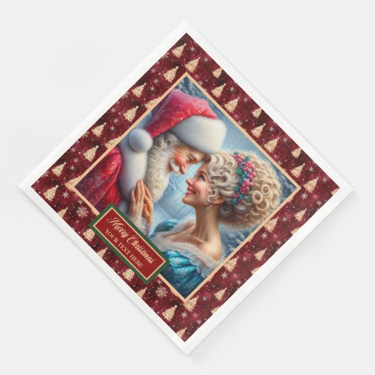 Red Gold Green Holiday servetten Mr. & Mrs. Claus (Hoek)