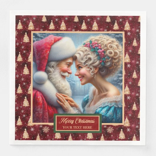 Red Gold Green Holiday servetten Mr. & Mrs. Claus (Voorkant)
