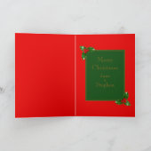 Red Gold Green Holly Berry Pattern - Gepersonalise Kaart (Binnen)