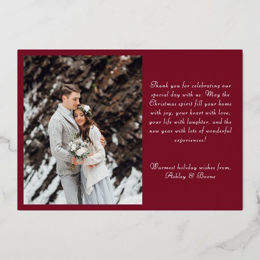 Red Gold Green Mistoetoe Frame Merry Christmas Folie Feestdagenkaart (Achterkant)