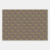 Red Gold Green Retro Floral Scandi Style Stijlvol Inpakpapier Vel (Voorkant 3)