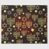 Red & Gold Hanukkah Menorah Cadeaupapier (Vlak)
