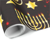 Red & Gold Hanukkah Menorah Cadeaupapier (Rol Hoek)