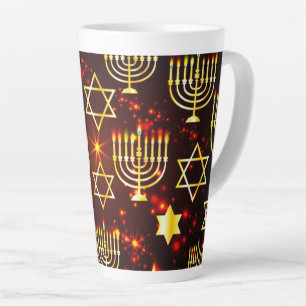 Red & Gold Hanukkah Menorah Latte Mok