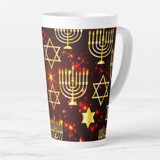 Red & Gold Hanukkah Menorah Latte Mok (Rechterhoek)