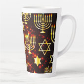 Red & Gold Hanukkah Menorah Latte Mok (Rechts)