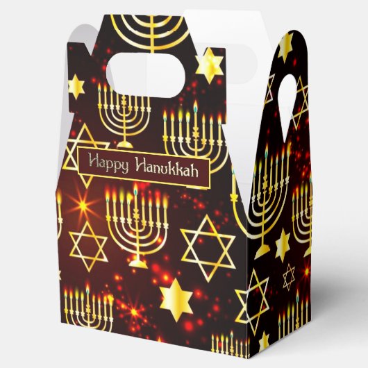 Red & Gold Happy Hanukkah Menorah Gable Bedankdoosjes (Geopend)