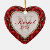 Red Gold Happy Valentijn Love Heart Ornament (Voorkant)